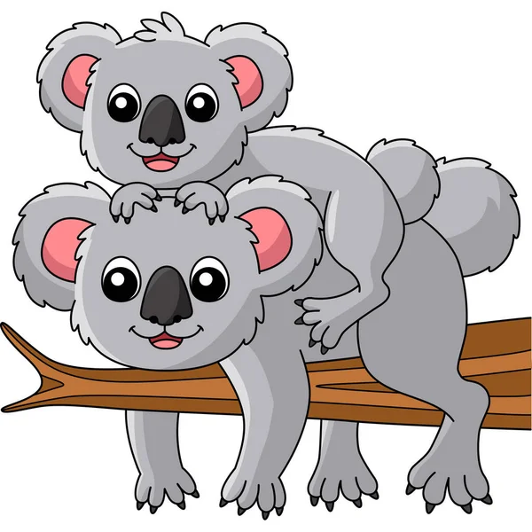 Koala met een baby cartoon gekleurde Clipart — Stockvector