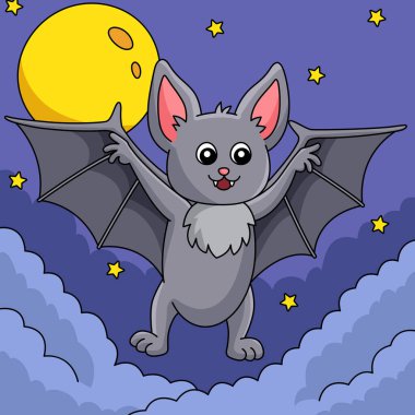 Yarasa Hayvan Renkli Çizgi Film Çizimi