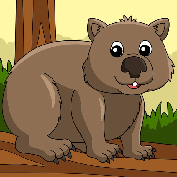 Wombat Animal Colored Cartoon Illustration — Stockvektor