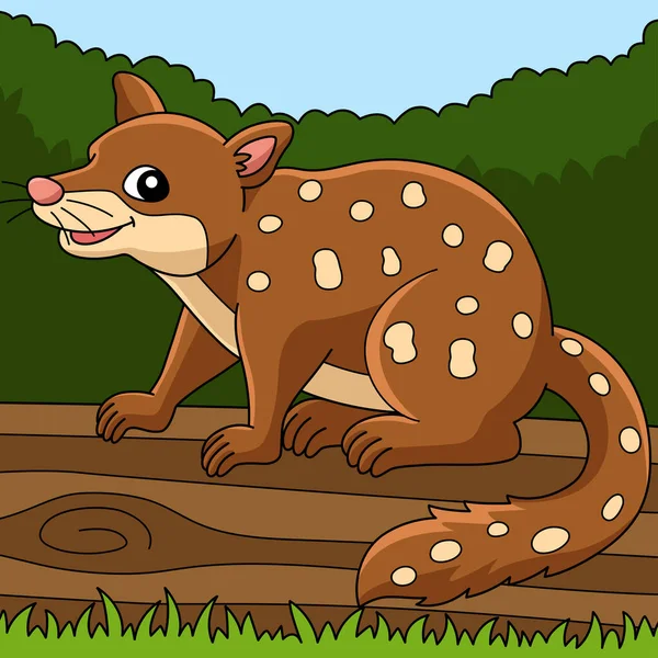 Tiger Quoll Ζώο Χρωματιστά κινούμενα σχέδια Εικονογράφηση — Διανυσματικό Αρχείο