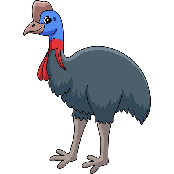 Cassowary Hayvan Çizgi Filmi Renkli Clipart — Stok Vektör