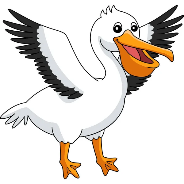Pelican Animal Cartoon Colored Clipart — Stockový vektor