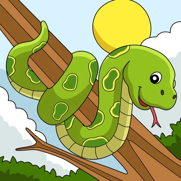 Ilustração de desenhos animados coloridos de animais de serpente — Vetor de Stock
