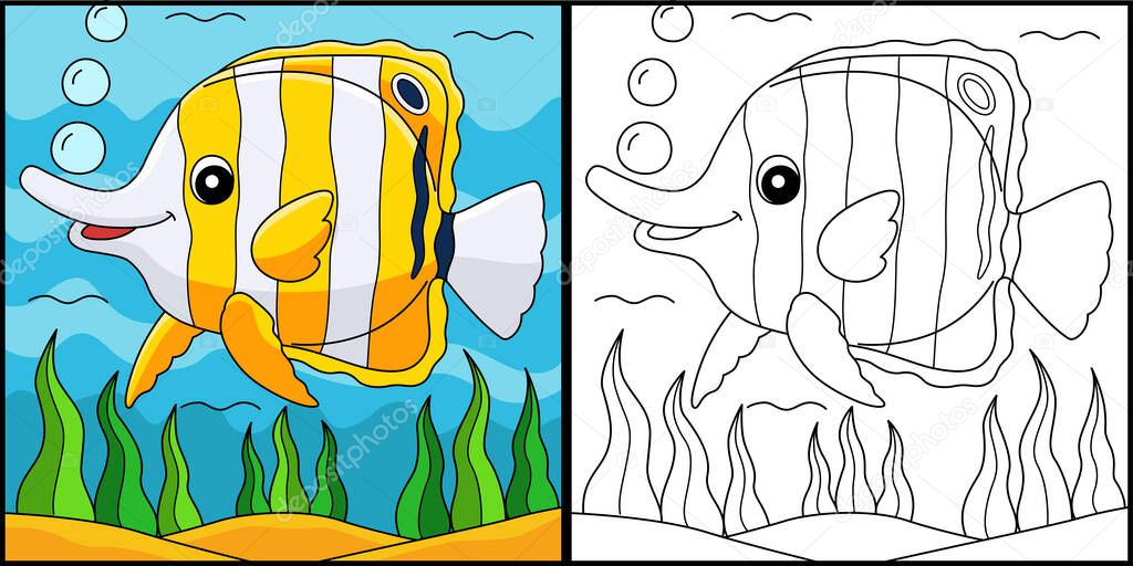 Butterflyfish Coloring Page Colored Illustration