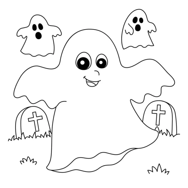 Ghost Halloween Kleurplaat voor kinderen — Stockvector