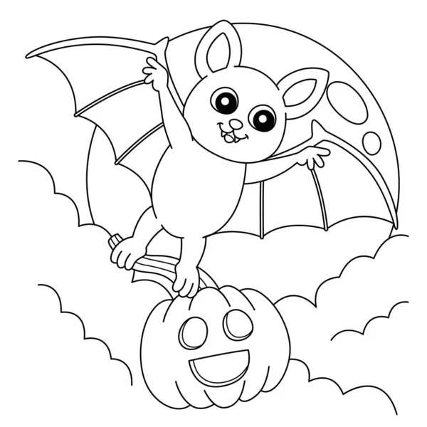Flying Bat Halloween Coloring Page for Kids — Image vectorielle
