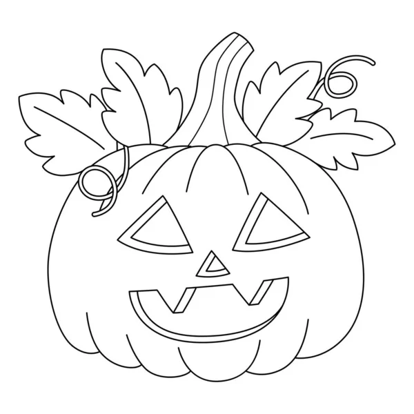 Pumpkin Halloween Coloring Page Isolated — ストックベクタ