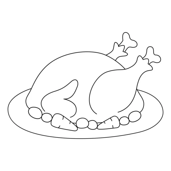 Thanksgiving Turkey Feast Isolated Coloring Page — Vector de stock