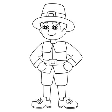 Şükran Günü Seyyahı Çocuk Renk Sayfasını İzole Etti