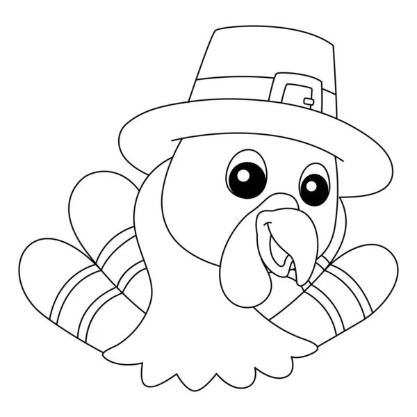 Thanksgiving Turkey Head Hat Isolated Coloring — Stock Vector