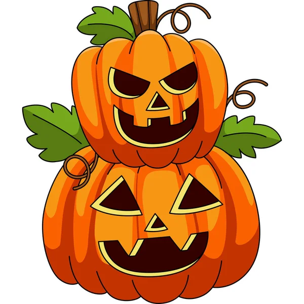 Halloween 2 Tiers Pumpkin Cartoon Colored Clipart — Image vectorielle