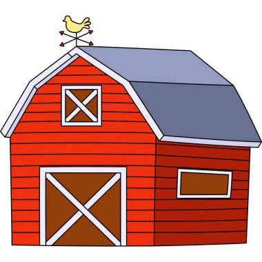 Farmhouse Cartoon Colored Clipart Illustration