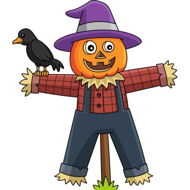 Korkuluk Cadılar Bayramı Çizgi Filmi Renkli Clipart 
