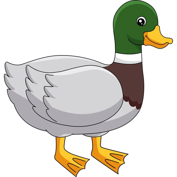 Duck tecknad färgad Clipart Illustration — Stock vektor