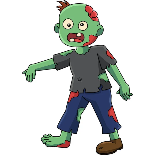 Zombie Halloween Cartoon couleur Clipart — Image vectorielle