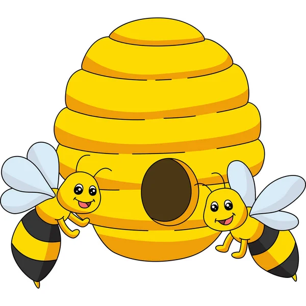 Bees Cartoon Colored Clipart Illustration — Stock Vector