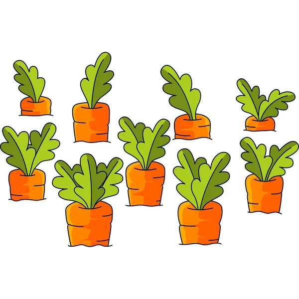 Carrot Field Cartoon Colored Clipart Illustration — 스톡 벡터