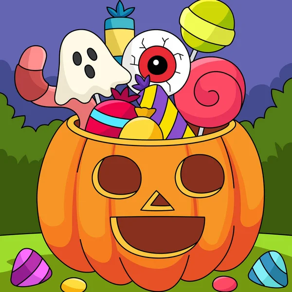 Trick or Treat Pumpkin Halloween Illustration — Stockvector