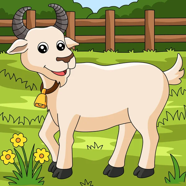 Goat Colored Cartoon Farm Illustration — Image vectorielle