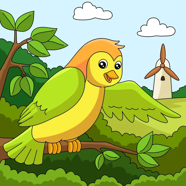 Bird Colored Cartoon Farm Illustration — ストックベクタ