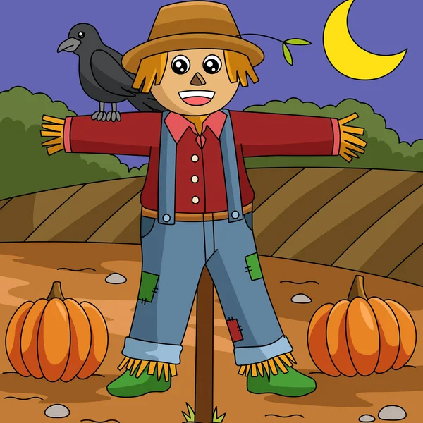 Korkuluk Renkli Çizgi Film Çiftliği Çizimi