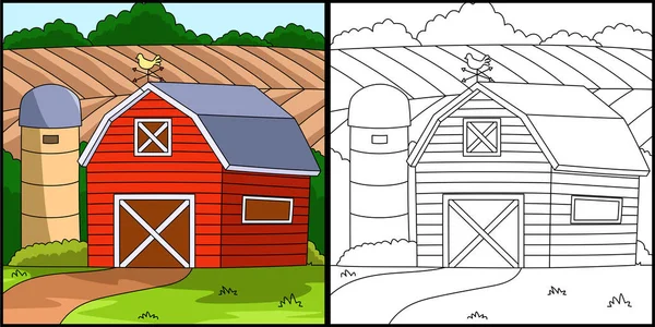 Página para colorear granja ilustración coloreada — Archivo Imágenes Vectoriales