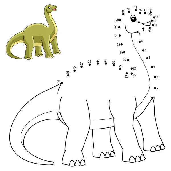 Dot to Dot Brontosaurus Dinosaurio aislado — Archivo Imágenes Vectoriales