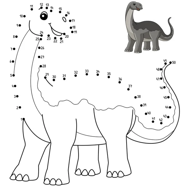 Dot to Dot Jobaria Dinosaur Coloring Isolated Page — Stockový vektor
