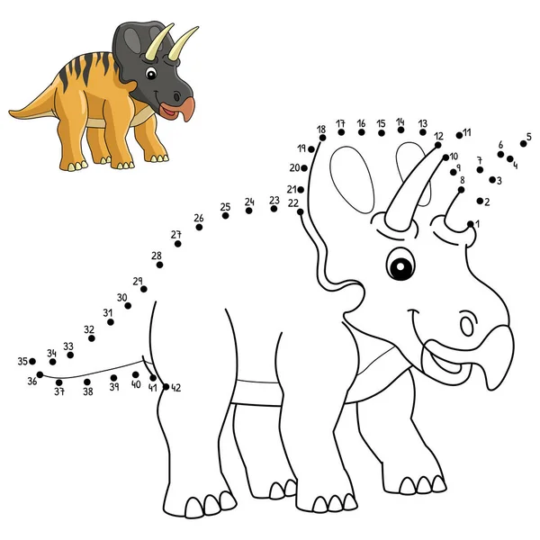 Dot to Dot Zuniceratops Dinosaur Kleurplaat — Stockvector