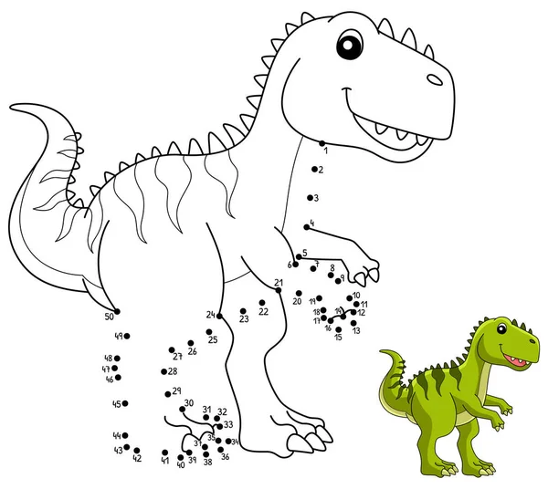 Dot to Dot Giganotosaurus Dinosaur απομονωμένο — Διανυσματικό Αρχείο