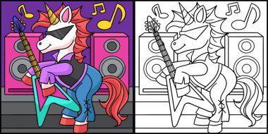 Gitarist Unicorn Renklendirme Sayfası İllütü