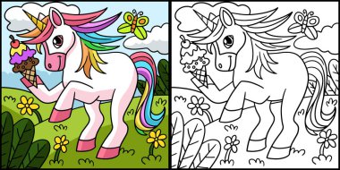 Unicorn Holding Dondurma Renkli Resimler