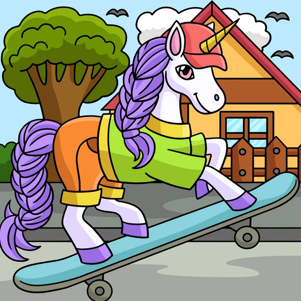 Tek boynuzlu at Renkli Çizgi Film Çizimi