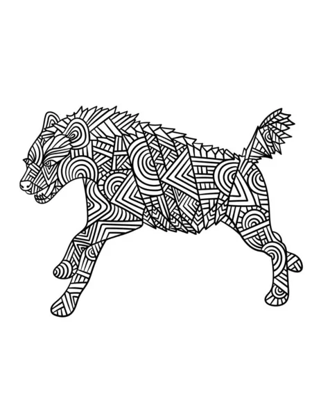 Hyena Mandala Coloring Pages for Adults — Wektor stockowy