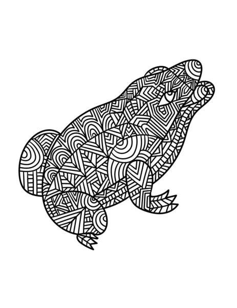 Frog Mandala Coloring Pages for Adults — Wektor stockowy