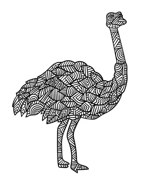 Ostrich Mandala Coloring Pages for Adults — стоковый вектор