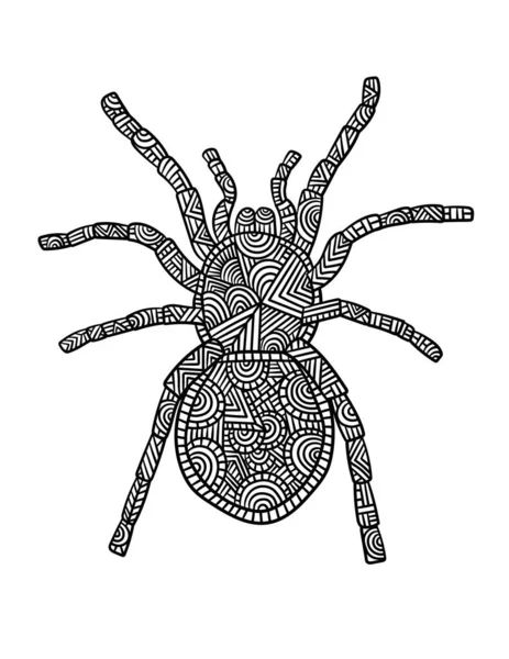 Tarantula Mandala Coloring Pages for Adults — стоковий вектор