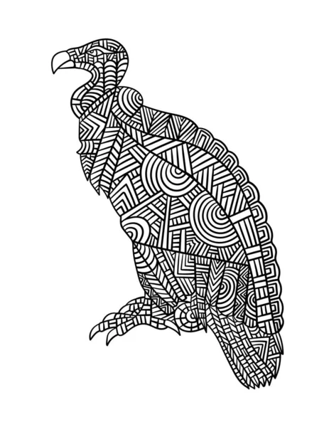 Hooded Vulture Mandala Coloring Pages for Adults — Wektor stockowy