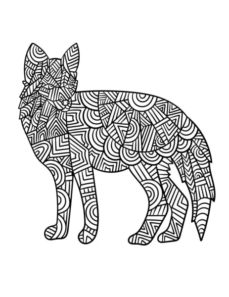 Coloriages Fox Mandala pour adultes — Image vectorielle