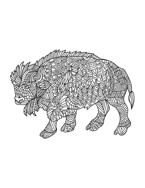Bison Mandala Coloring Pages for Adults — Wektor stockowy
