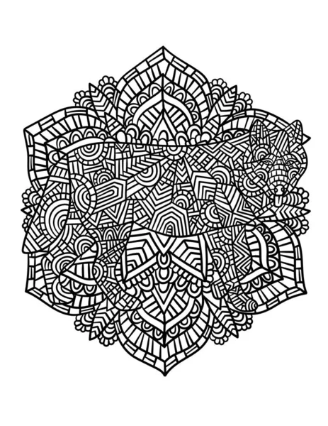 Wolf Mandala Coloring Pages for Adults — Vetor de Stock