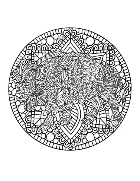 Bison Mandala Coloring Pages for Adults — Wektor stockowy