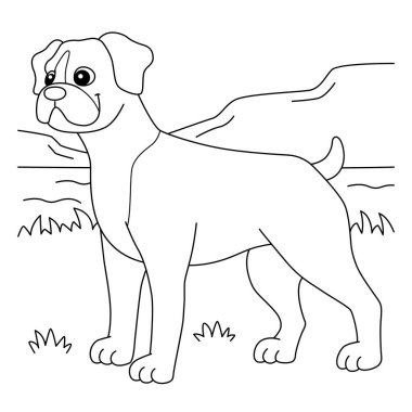 Çocuklar için Boksör Köpek Boyama Sayfası