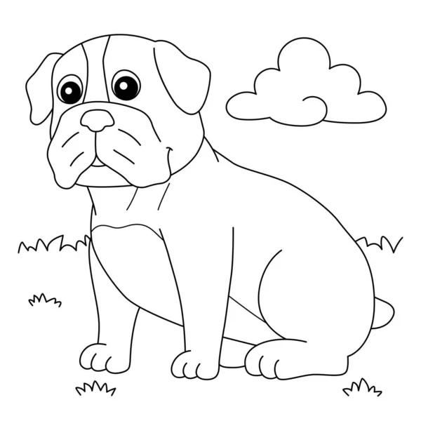 Bulldog Dog Coloring Page for Kids — Stock Vector