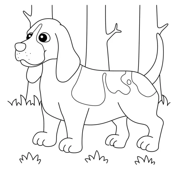 Basset Hound Dog Coloring Page for Kids — Wektor stockowy