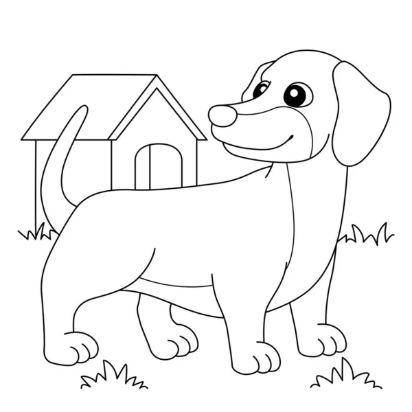Dachshund Dog Coloring Page for Kids — Stock vektor