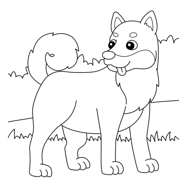 Shiba Inu Dog Coloring Page for Kids — Wektor stockowy