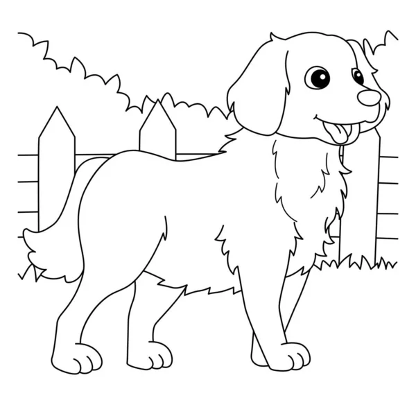 Golden Retriever Dog Malseite für Kinder — Stockvektor