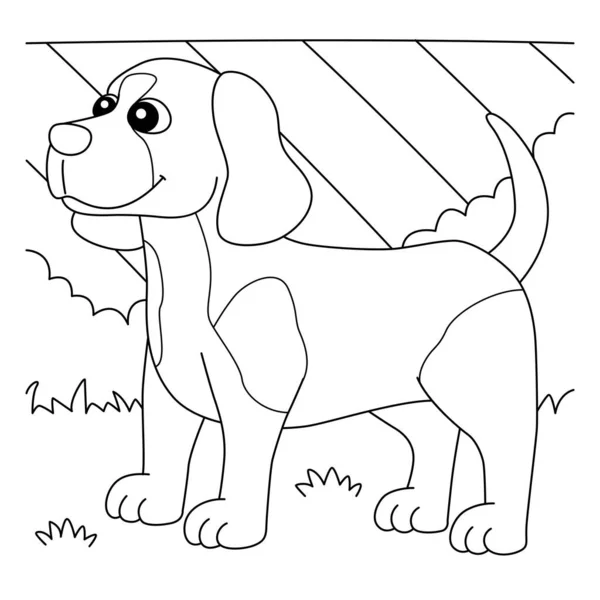 Beagle Dog Coloring Page for Kids — Stockvektor