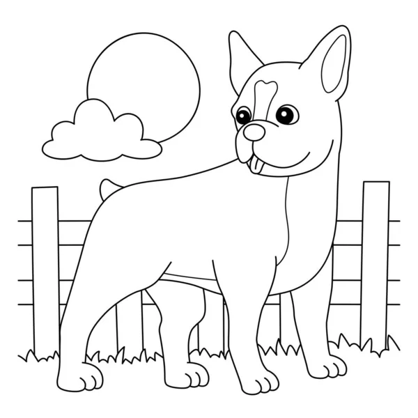 Boston Terrier Dog Coloring Page για παιδιά — Διανυσματικό Αρχείο